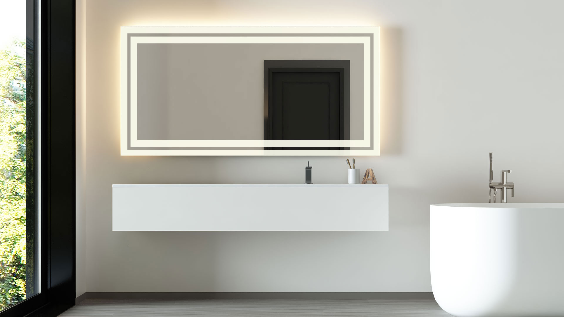 BRASIL Badezimmerspiegel Led Badspiegel Wandspiegel nach Maß Touch Control Panel